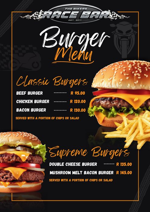 Burger Menu Rossis Sportsbar