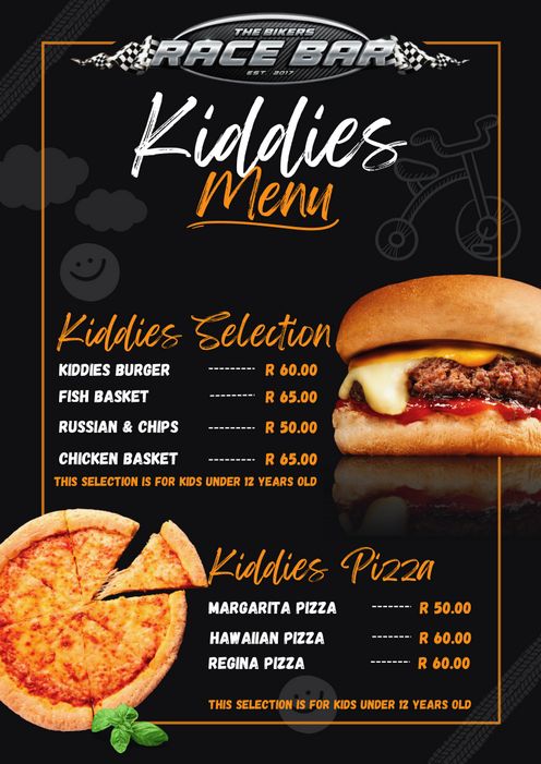 Kiddies Menu Rossis Sportsbar
